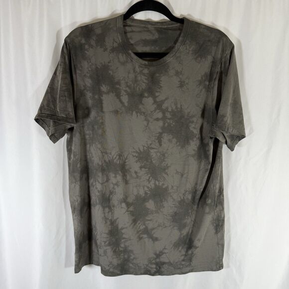 Lululemon Shirt Men's Large Grey Tie Dye Short Sleeve Crew Neck Soft - Picture 1 of 9